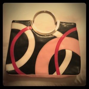 Hand bag pink black white